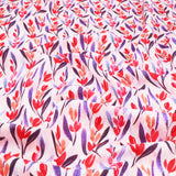 Chinese Grass Linen Feel Printed Ramie Cotton Dressmaking Fabric - Red Tulips