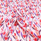 Chinese Grass Linen Feel Printed Ramie Cotton Dressmaking Fabric - Red Tulips