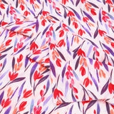Chinese Grass Linen Feel Printed Ramie Cotton Dressmaking Fabric - Red Tulips