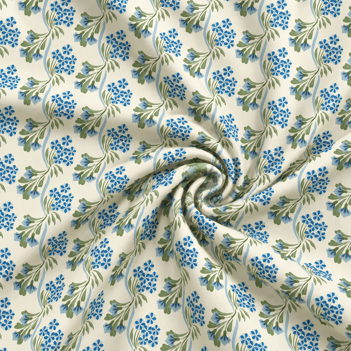 Cloud9 Summer Garden Organic Cotton Quilting Fabric - Heritage Garden Blue