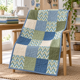Cloud9 Summer Garden Organic Cotton Quilting Fabric - Vintage Flames Blue