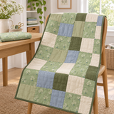 Cloud9 Summer Garden Organic Cotton Quilting Fabric - Whimsey Keepsake Green