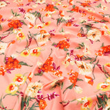 Printed Coated Cotton Water Repellent Tablecloth Fabric - Bold Flowers on Salmon
