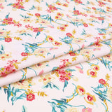 Printed Coated Cotton Water Repellent Tablecloth Fabric - Pretty Flowers on White