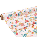 Printed Coated Cotton Water Repellent Tablecloth Fabric - Pretty Flowers on White