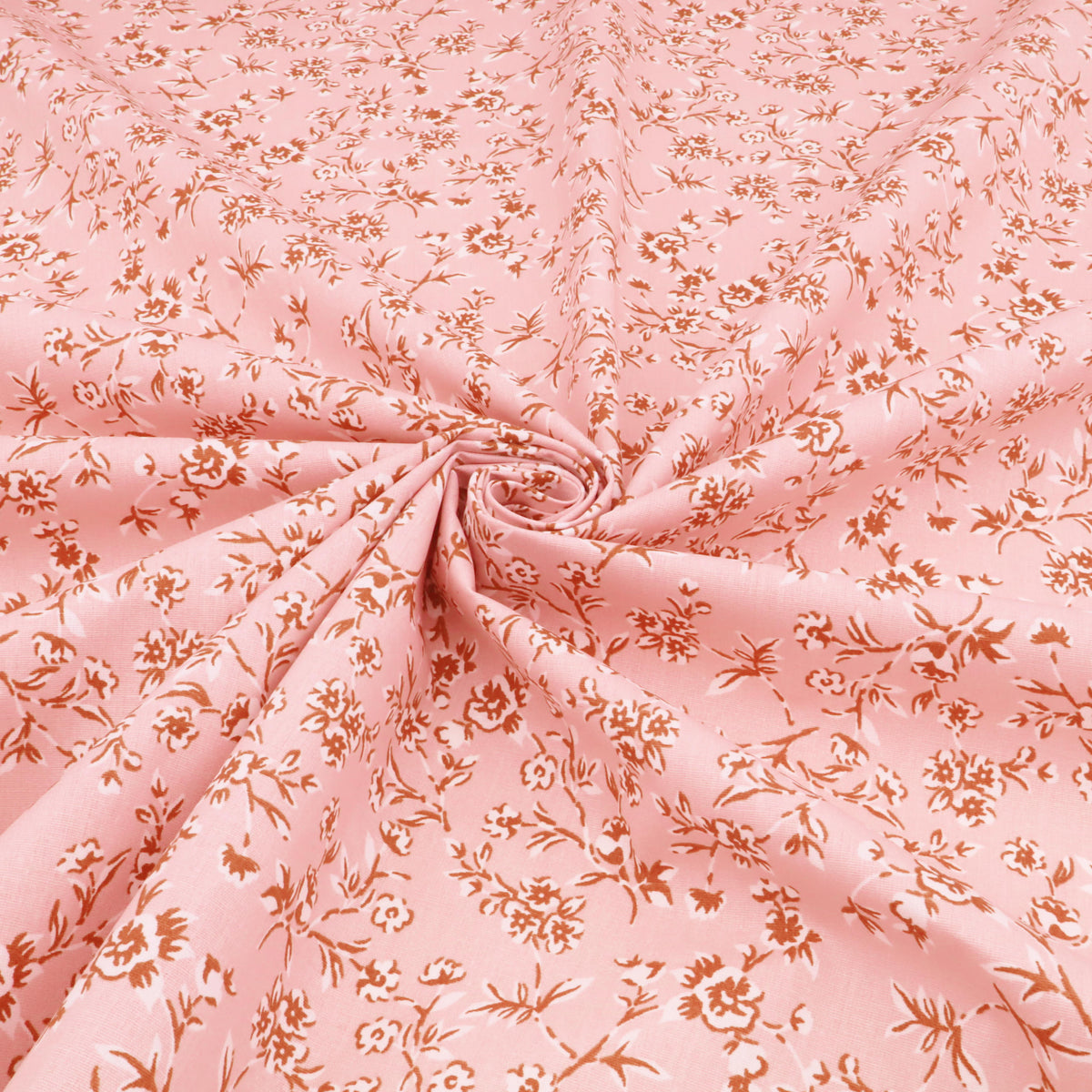 Printed Coated Cotton Water Repellent Tablecloth Fabric - Small Flowers on Pink