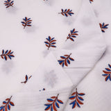 Colette Embroidered Cotton Double Gauze Dressmaking Fabric - Leaves on White