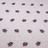 Colette Embroidered Cotton Double Gauze Dressmaking Fabric - Leaves on White
