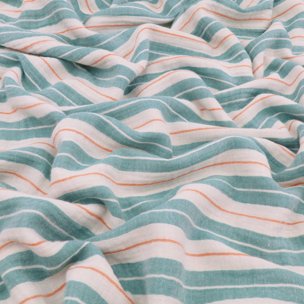 Colette Yarn Dyed Cotton Double Gauze Stripes Crinkle Dressmaking Fabric
 - Green