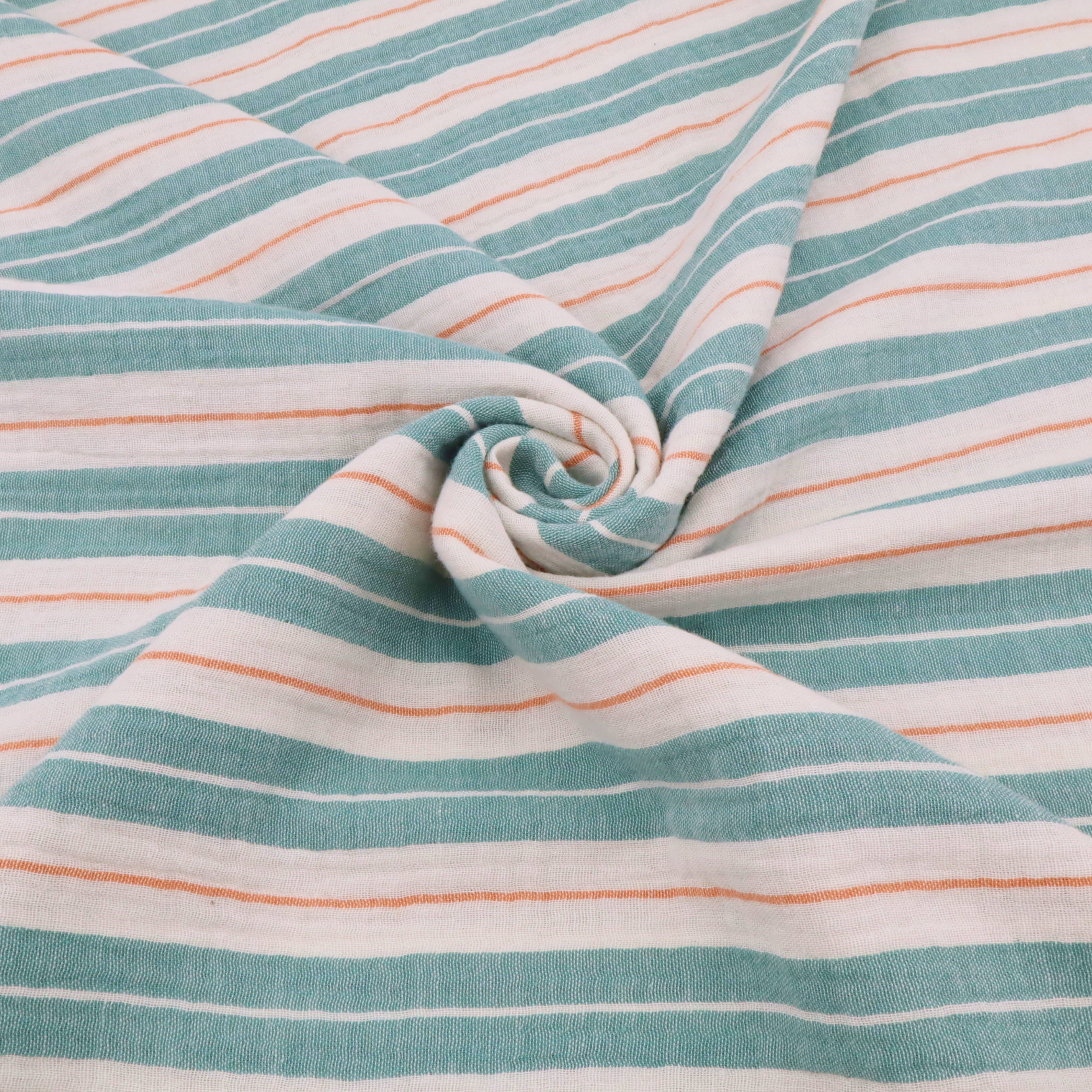 Colette Yarn Dyed Cotton Double Gauze Stripes Crinkle Dressmaking Fabr ...