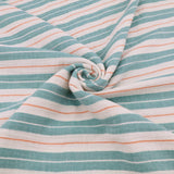 Colette Yarn Dyed Cotton Double Gauze Stripes Crinkle Dressmaking Fabric
 - Green