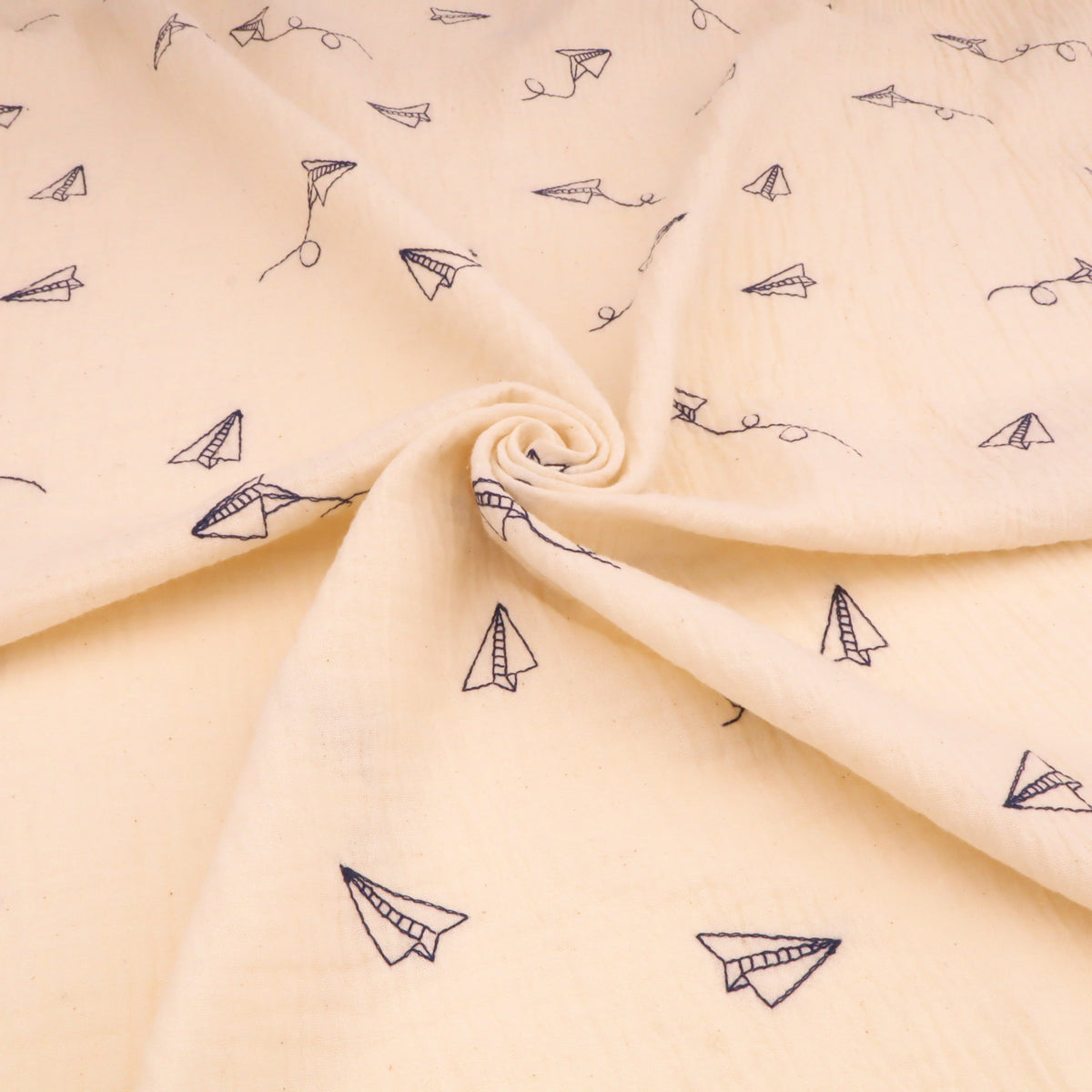 Colette Yarn Dyed Cotton Double Gauze Crinkle Dressmaking Fabric - Paper Planes