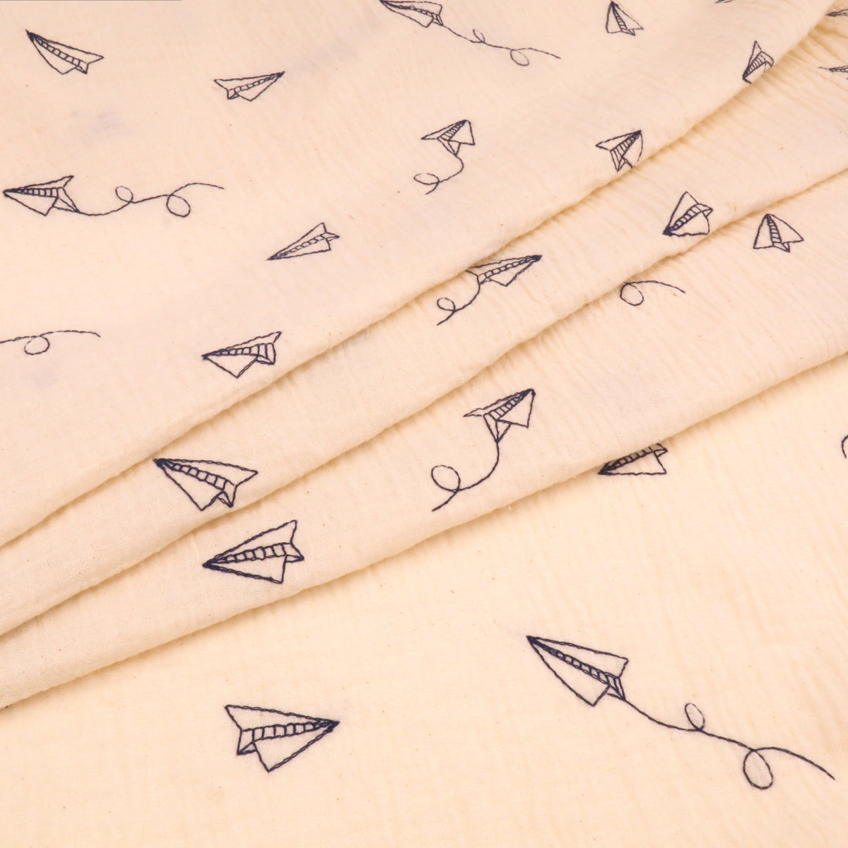 Colette Yarn Dyed Cotton Double Gauze Crinkle Dressmaking Fabric - Paper Planes