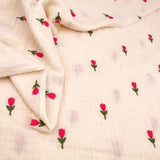 Colette Yarn Dyed Cotton Double Gauze Crinkle Dressmaking Fabric - Red Flowers