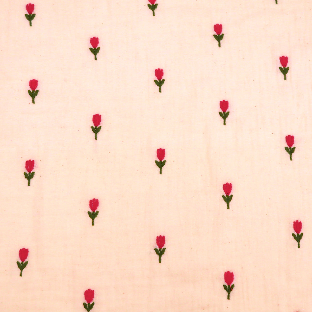 Colette Yarn Dyed Cotton Double Gauze Crinkle Dressmaking Fabric - Red Flowers