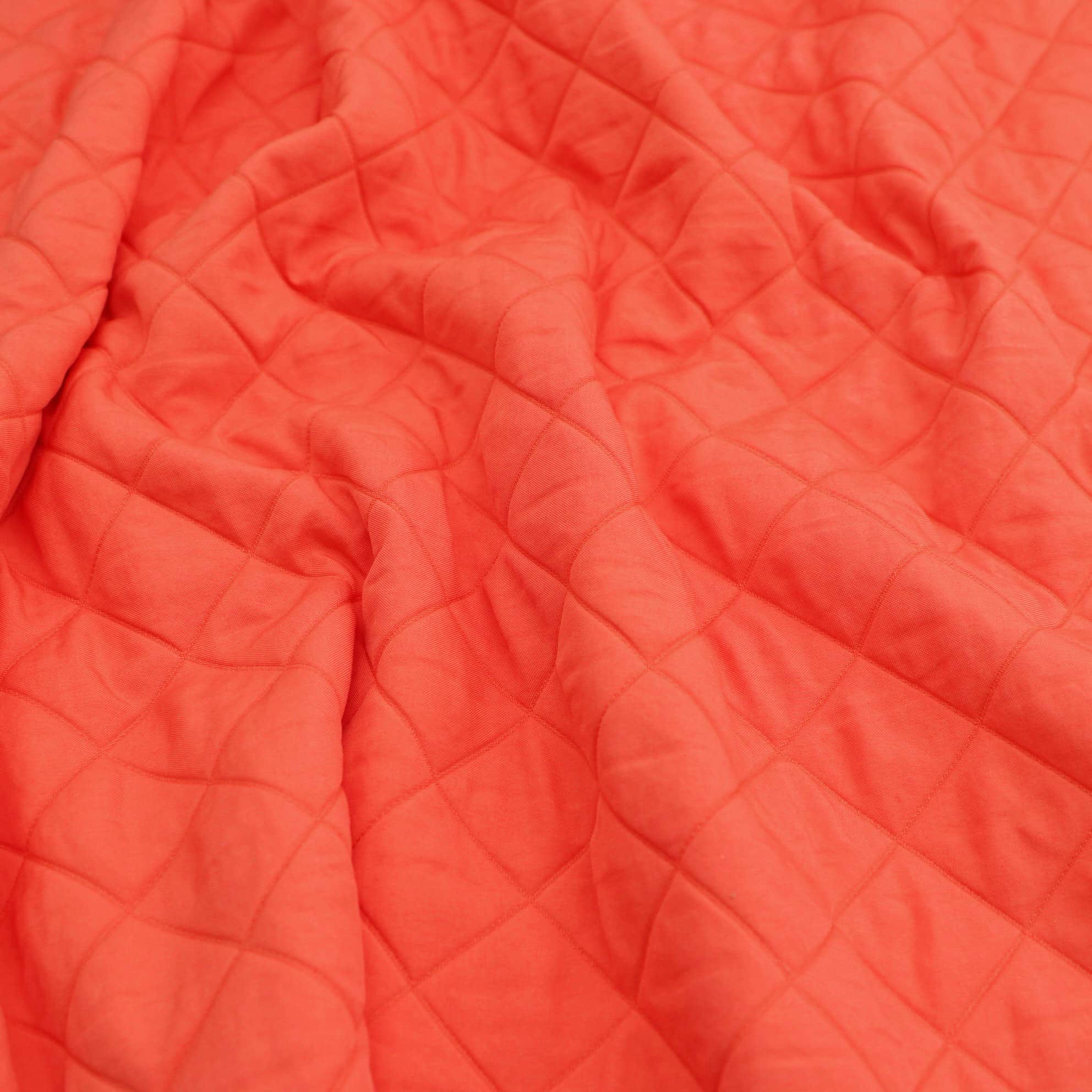Coloured Diamond Stitched Quilted Stepped Coating Fabric - Orange ...