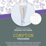 Compton Trouser Sewing Pattern Sizes 6 – 24 - By Bobbins & Buttons