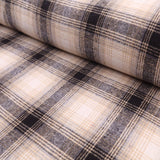 Cosy Thick Brushed Cotton Blend Tartan Plaid Jacketing & Coating Fabric - Large Beige & Black