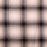 Cosy Thick Brushed Cotton Blend Tartan Plaid Jacketing & Coating Fabric - Large Beige & Black