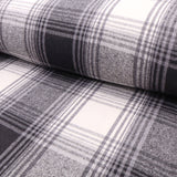 Cosy Thick Brushed Cotton Blend Tartan Plaid Jacketing & Coating Fabric - Large Black & Off White
