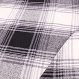 Cosy Thick Brushed Cotton Blend Tartan Plaid Jacketing & Coating Fabric - Large Black & Off White