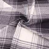 Cosy Thick Brushed Cotton Blend Tartan Plaid Jacketing & Coating Fabric - Large Black & Off White