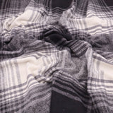 Cosy Thick Brushed Cotton Blend Tartan Plaid Jacketing & Coating Fabric - Large Black & Off White