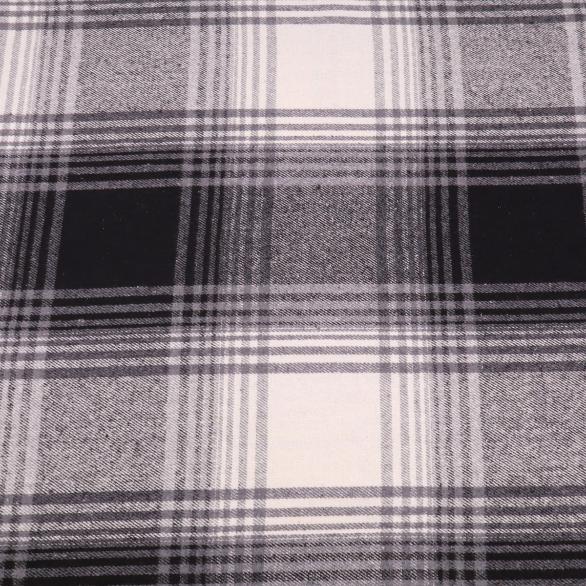 Cosy Thick Brushed Cotton Blend Tartan Plaid Fabric - Large Black & Off White