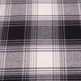 Cosy Thick Brushed Cotton Blend Tartan Plaid Jacketing & Coating Fabric - Large Black & Off White