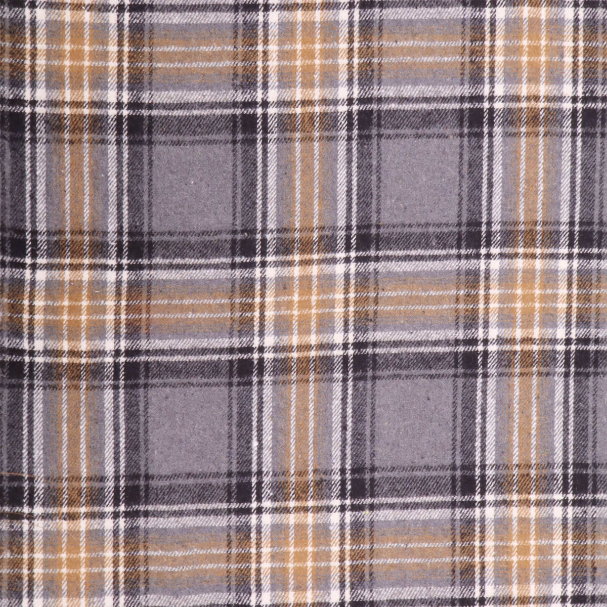 Cosy Thick Brushed Cotton Blend Tartan Plaid Fabric - Large Grey & Brown