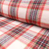 Cosy Thick Brushed Cotton Blend Tartan Plaid Jacketing & Coating Fabric - Large Red & Ivory