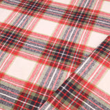 Cosy Thick Brushed Cotton Blend Tartan Plaid Jacketing & Coating Fabric - Large Red & Ivory
