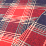 Cosy Thick Brushed Cotton Blend Tartan Plaid Jacketing & Coating Fabric - Large Red & Navy