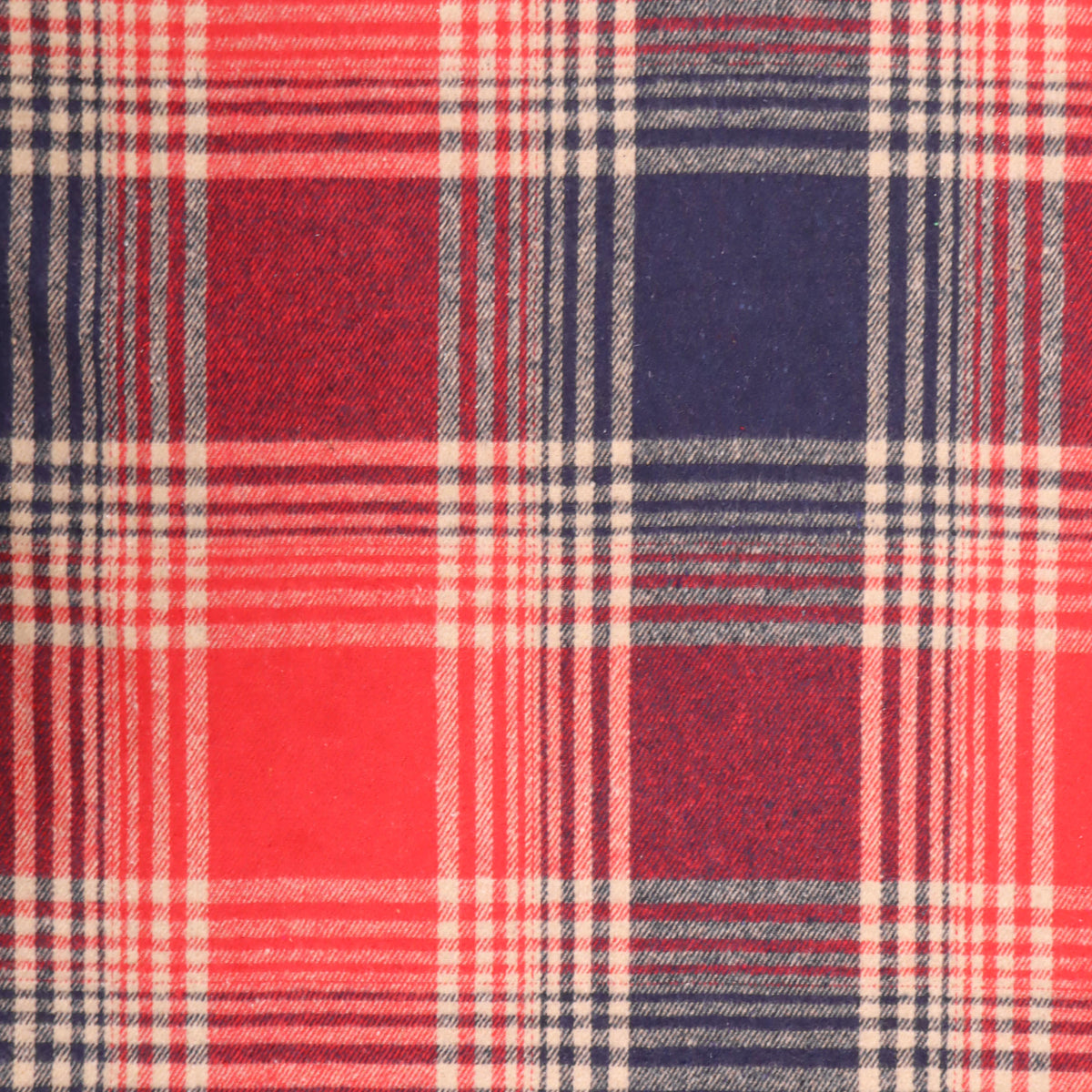 Cosy Thick Brushed Cotton Blend Tartan Plaid Fabric - Large Red & Navy