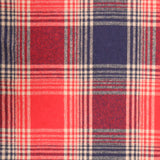 Cosy Thick Brushed Cotton Blend Tartan Plaid Jacketing & Coating Fabric - Large Red & Navy