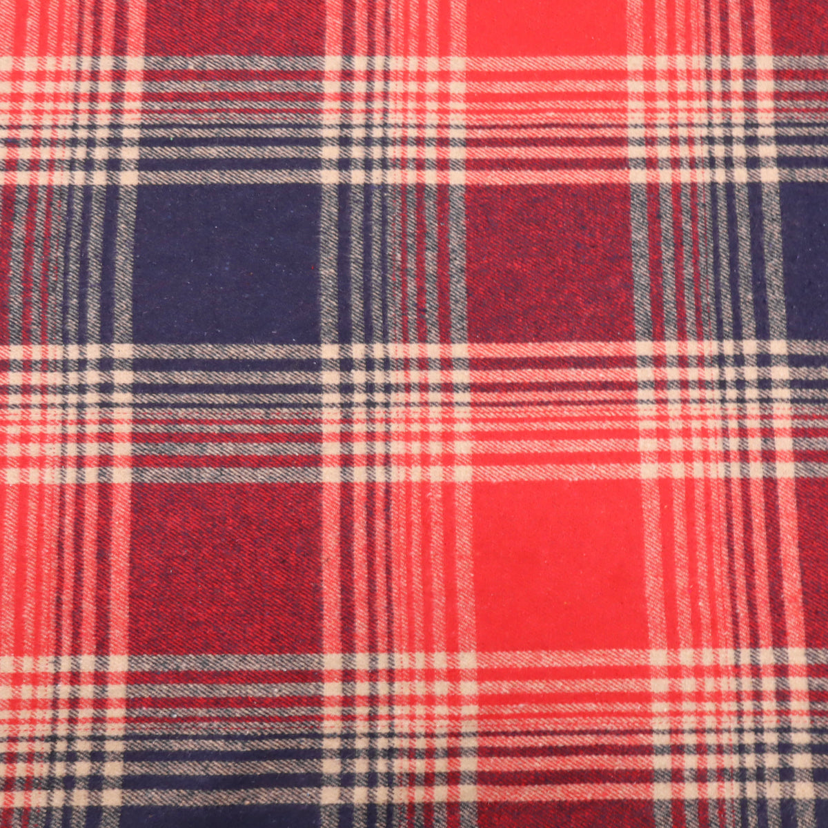 Cosy Thick Brushed Cotton Blend Tartan Plaid Fabric - Large Red & Navy
