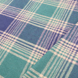 Cosy Thick Brushed Cotton Blend Tartan Plaid Jacketing & Coating Fabric - Large Turquoise & Blue