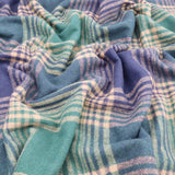 Cosy Thick Brushed Cotton Blend Tartan Plaid Jacketing & Coating Fabric - Large Turquoise & Blue