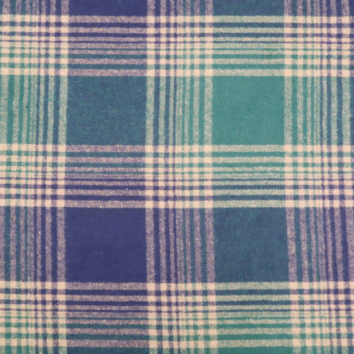 Cosy Thick Brushed Cotton Blend Tartan Plaid Fabric - Large Turquoise & Blue
