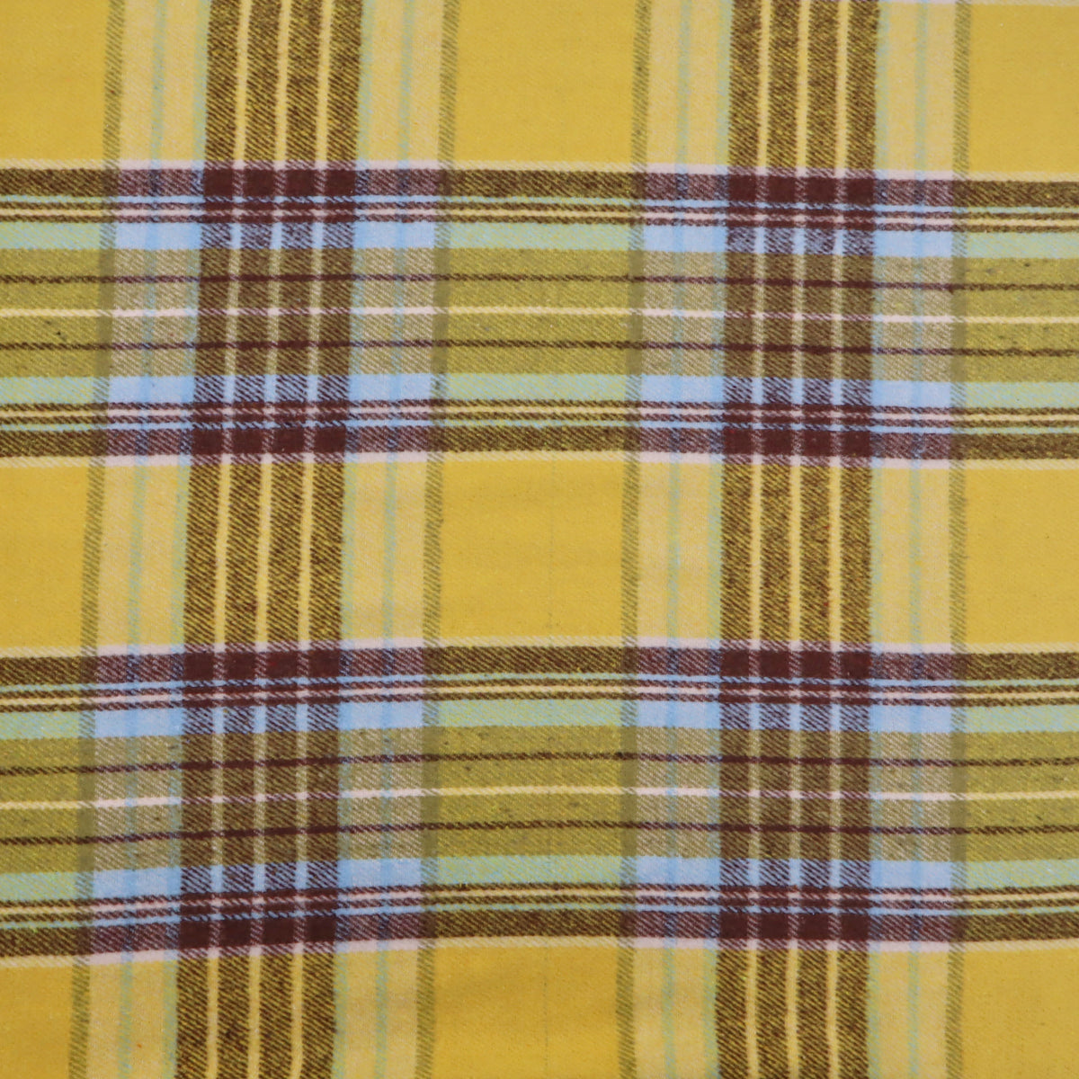 Cosy Thick Brushed Cotton Blend Tartan Plaid Fabric - Large Yellow & Blue