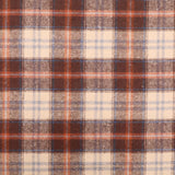 Cosy Thick Brushed Cotton Blend Tartan Plaid Jacketing & Coating Fabric - Small Beige & Brown