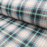 Cosy Thick Brushed Cotton Blend Tartan Plaid Jacketing & Coating Fabric - Small Teal & Black