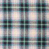 Cosy Thick Brushed Cotton Blend Tartan Plaid Jacketing & Coating Fabric - Small Teal & Black