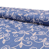 Cotton Denim Embroidery Chambray Jeans 4.8oz Dressmaking Fabric - Round Flowers