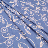 Cotton Denim Embroidery Chambray Jeans 4.8oz Dressmaking Fabric - Round Flowers