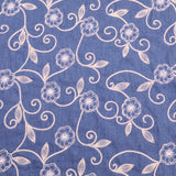 Cotton Denim Embroidery Chambray Jeans 4.8oz Dressmaking Fabric - Round Flowers