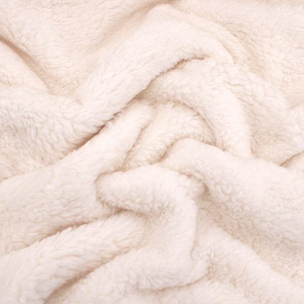 Cotton Teddy Sherpa Faux Fur Coating Jacketing Fabric - Ecru