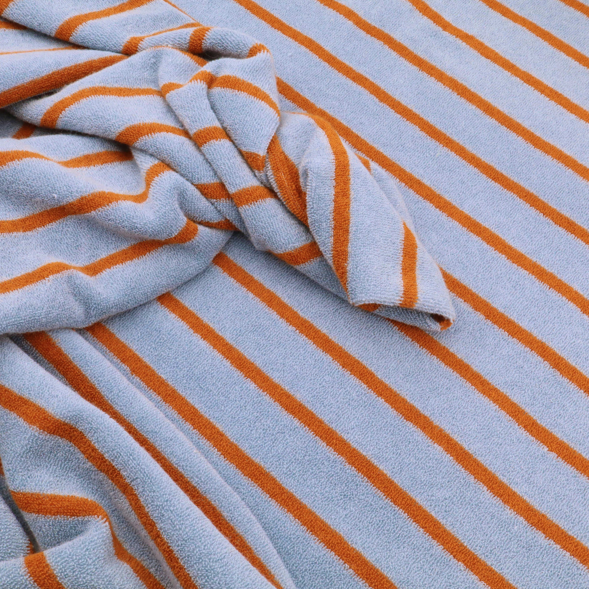 Cotton TerryCloth Towelling Yarn Dyed Stripes Absorbent Fabric  - Blue & Brown