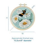 Craft Punch Needle Kit - Beginner Embroidery Floss Set with 6" Hoop - Bee & Flowers