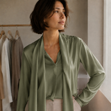 Mulberry Pure 100% Silk 22 Momme Luxury Bridal Fabric - Light Olive